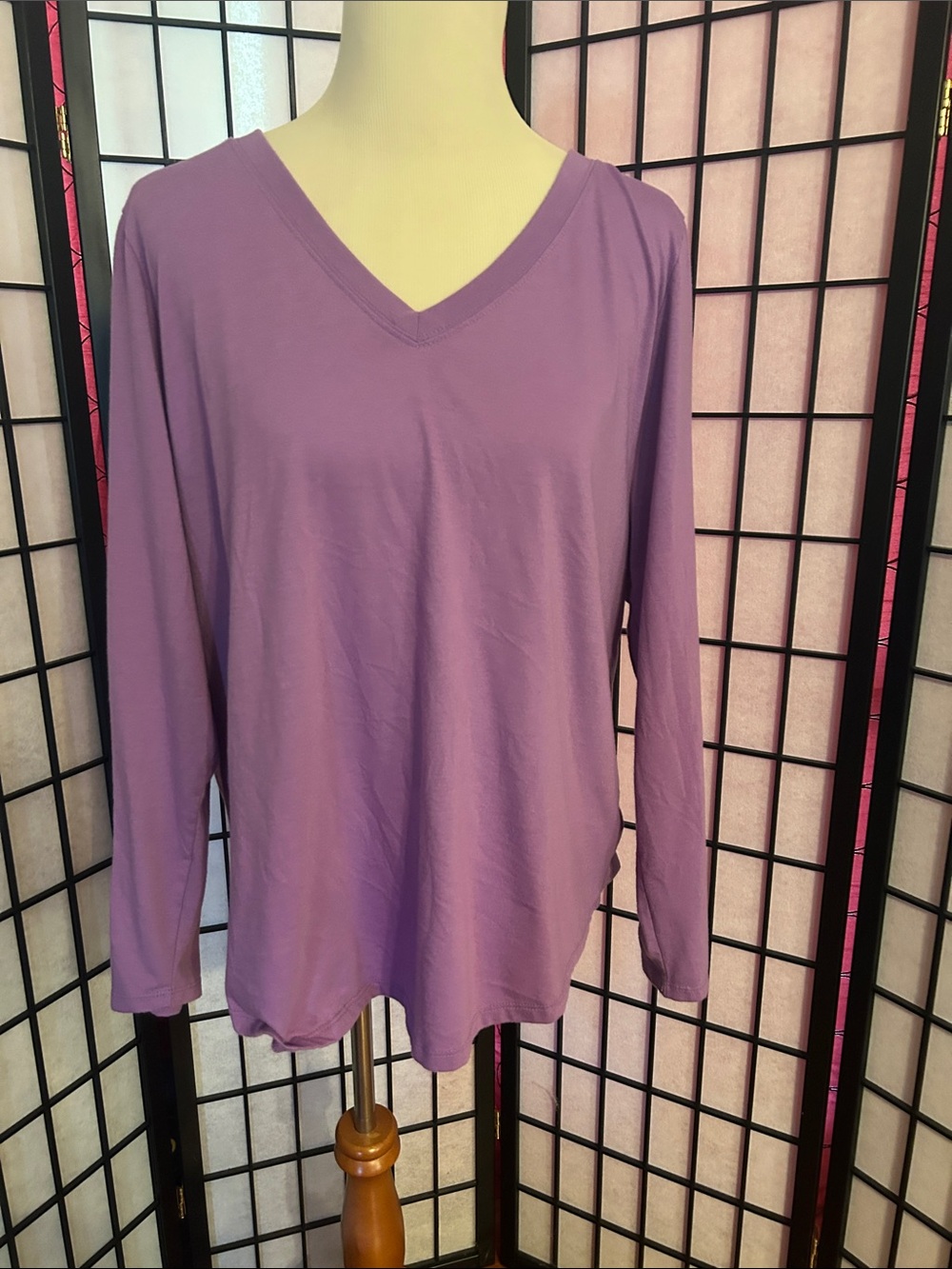 torrid Lavender V-Neck Long Sleeve Tee